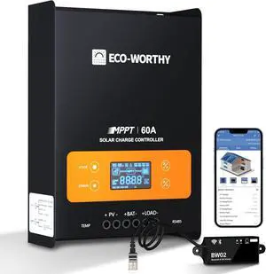 60A MPPT Solar Charge Controller Bluetooth, 12/24/36/48V Solar Panel Regulator for Lead-Acid/Lifepo4 Battery in Solar System RV