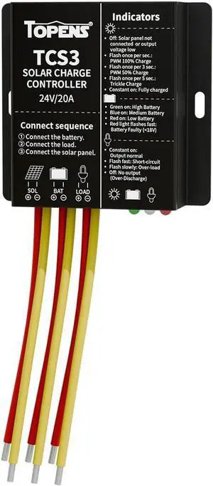 TCS3 Solar Charge Controller Waterproof Solar Panel Battery Regulator for Solar Automatic Gate Opener, Boat, Yacht, RV, Caravan, Golf Car, Street Lamp, Garden Light and Farm Equipment