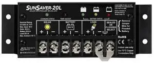 Morningstar SunSaver 20A PWM Solar Charge Controller (SS-20L-24V) - Solar Panel Regulator for 24V Batteries, Four Stage Battery Charging, LVD, HazLoc Rated, Low Noise, 5 Year WTY - Designed in the USA