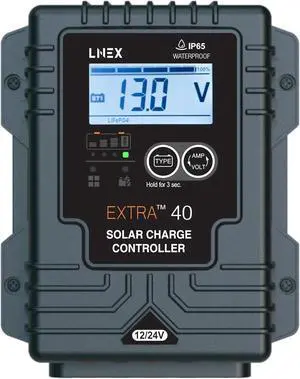 Solar Charge Controller Waterproof, 40A Solar Panel Regulator with Temp Sensor,Backlit LCD, 12V/24V PWM Solar Controller for LiFePO4,AGM, Gel, Flooded and Lithium Battery