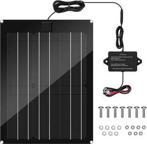 Solar Battery Charger Maintainer,  15W Solar Panel Kit for Dump Trailer Built-in Maintenance Pulse & Intelligent MPPT Charge Controller, Waterproof, Suitable for 12V Lead-Acid Battery