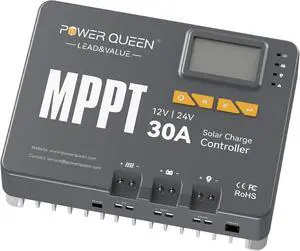 12/24V 30 Amp MPPT Solar Charge Controller with Built-in Bluetooth, Support Remote Monitoring, Default for LiFePO4 Batteries and Compatible with Sealed, Flooded, Gel and Lead-Acid Battery