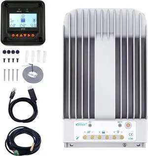 MPPT Solar Charge Controller 30A 12V/24V Auto Solar Panel Charge Controller Max.PV 150V Solar Charge Regulator with MT50 Remote Meter + Temperature Sensor RST + PC Monitoring Cable RS485