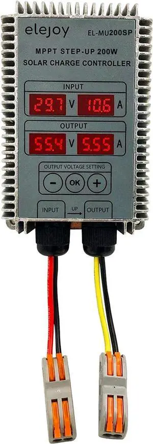 25 Amp 24/36/48/58.4V Boost Step-UP  MPPT Solar Charge Controllers | Waterproof Outdoor Adjustable Output Lithium LiFePO4 Battery | LED Display | Boat Marine RV Golf Cart eBike | IP65 (200W)