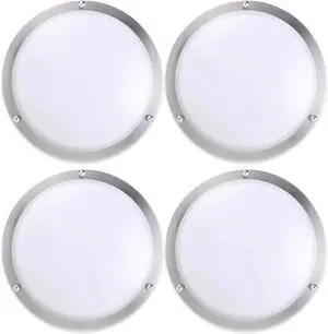 LUNABODE 18-Inch Double Ring Dimmable LED Flush Mount Ceiling Light, 20W, 5CCT 2700K-5000K,1400lm, Brushed Nickel Finish Steel, ETL Listed (4 Pack)