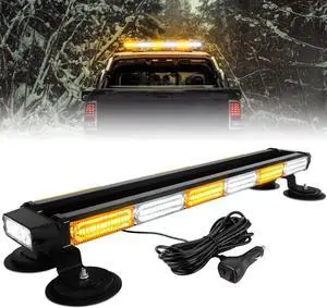 26inch 126 LED Rooftop Emergency Strobe Lights Bar Double Side Flashing Safety Warning Traffic Advisor Light Bar Hazard Snow Plow Light for Trucks Vehicles Construction Tow Pickup(Amber/White)