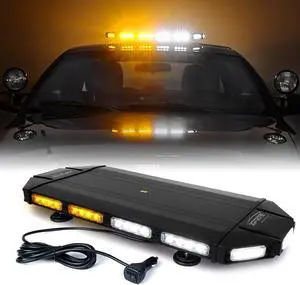 27" White Amber Emergency Strobe Light Bar, Black Hawk High Intensity LED Warning Security Rooftop Caution Lightbar for Tow Trucks Construction Vehicle Patrol Cars Snowplow Safety