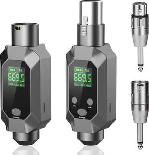 Wireless XLR Transmitter and Receiver UHF Wireless Microphone System for 262ft Range 8Hrs Battery Wireless Transmitter & Receiver Mic Adapter for Condenser, Dynamic Mics, PA, Mixer,Guitar