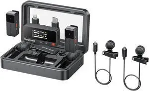 Air 2-Person Wireless Micro Lavalier Microphone for iPhone/Camera/Android/PC 24-bit/48kHz, Noise Canceling, Limiting, Headphone Out, 120dB Max SPL, for Streaming, YouTube, Interviews, Vlog