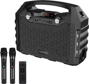 Wireless Bluetooth Portable PA Speaker System, Powerful Bluetooth Karaoke Machine with Dual Wireless Microphones for Karaoke, Wedding, Party, Teaching, Lecture, Church, Outdoor Indoor Activities
