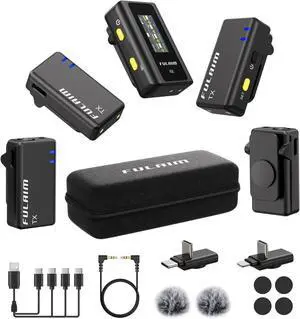 X6 Wireless Lavalier Microphones with 4 Transmitter for iPhone, iPad, Android, Camera, Lapel Mic with 48KHz 24Bit, Noise Cancellation for Video Recording, Vlog, YouTube, TikTok
