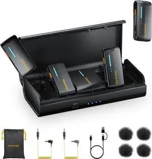 iRay DW40 4-Channel Wireless Microphone for Cameras, Camcorders, iPhones, Android Phones, Wireless Lavalier Microphone -Noise Canceling, 656ft Range, 12.5H Working, Lav Mic for Video Recording