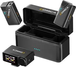 BooMax Wireless Lavalier Microphone System, 32-Bit Float Mic with 32GB Internal Recording, Touchscreen, Noise Cancellation, Dual Lapel Mics for iPhone, Android, DSLR, Camera, Video, Streaming