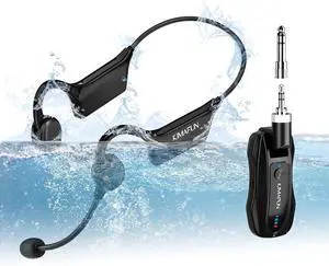 2.4G Fitness Headset Wireless Microphone, IP67 Waterproof Sweatproof Microphone for Water Aerobics, Swimming Coach, Fitness Instructor, Yoga, Spinning, Training, Teaching, Speakers, GWP91