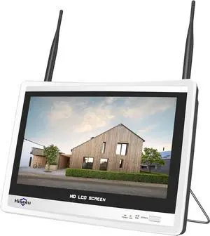 No HDD 12Inch LCD Wireless WiFi NVR 10 Channels Network Video Recorder, 1080P/3MP/5MP Motion Detection Zones, Built-in Speaker, 24/7 Recording, Work with  Wireless Cameras