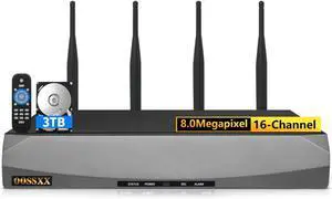 8.0 Megapixel 16-Channel Wireless NVR Network Video Recorder, Dual-USB Ports, Supports up to 16 x 8MP Wireless IP Cameras, Max to 6TB (3TB HDD Included)