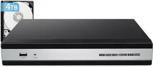 4K 16CH NVR(1080p/3MP/4MP/5MP/6MP/8MP) Network Video Recorder-Supports up to 8×8MP @25fps Home Security Camera System(No PoE Ports Included) Pre-Installed 4TB (Up to 6TB) Hard Drive