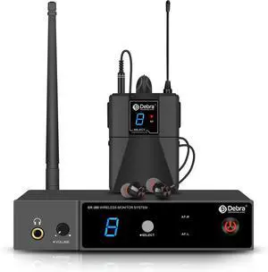 Wireless in Ear Monitor System ER-280 UHF Professional Mono IEM System Transmitter and Receiver with Earphone, for Stage, Band, Recording Studio, Live Performance (with 1 Receiver)