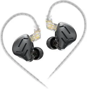 KZ Zax in Ear Headphones 7BA+1DD Hybrid 16 Drivers HiFi Noise Cancelling in Ear Monitor, Zin Alloy Shell Metal Wired Earphone with 3.5mm Jack Detachable 2 Pin 0.75mm Cable (No mic, Black)