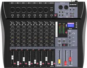 MR80S Audio Mixer Interface USB Bluetooth Mixing Console 8 Channel 48V Phantom Power Sound Board Music Reverb For PC Stage DJ Studio Sound Controller Analog Mixer