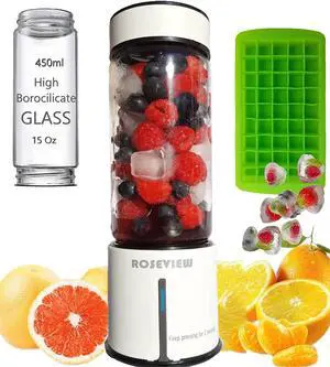 Portable Smoothie blender  Glass bottle USB rechargeable mini Handheld Ice Shakes Cup 2 blend juicer Cordless Personal smoothies maker Fruit mixer