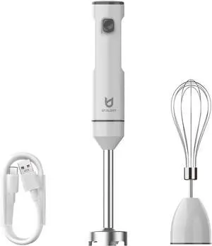Cordless Hand Blender,  Variable Speed Immersion Blender handheld Rechargeable, with USB-C Charging Cable, Egg Whisk, for Smoothies, Milkshakes, Hummus and Soups  White