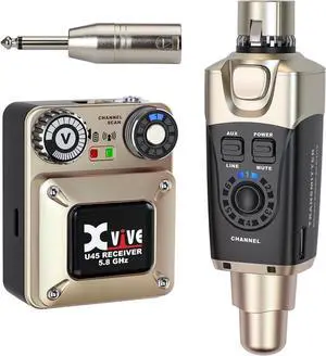U45 Wireless in Ear Monitor System 5.8ghz IEM System Transmitter and bodypack Receiver for Studio, Band Rehearsal, Live Performance, Channel Scan Mode