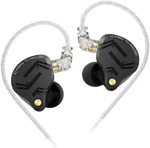 KZ ZS12 PRO X in Ear Monitor Headphones, Wired Gaming Earbuds 1DD+5BA Hybrid Driver IEM Earphone without Mic, KZ IEM in Ear Monitors for Musician Audiophile,2Pin IEM Cable, without Tuning Switch,Black