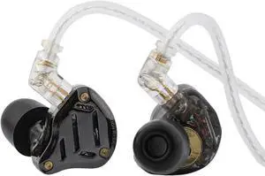 KZ ZS10 PRO 2 In Ear Monitor IEM, 1DD+4BA Hybrid Wired Earbuds, with 4-Level Tuning Switch, 3-Way Crossover Gaming Earbuds, Silver-plated IEM Cable for Musician Audiophile (Black, Without Mic)