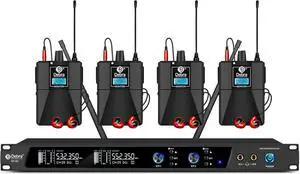 Audio PRO Mono ER-202 UHF Dual Channel Wireless in Ear Monitor System with Monitoring Type for Stage, Receiver, Studio, Guitar, Band Performance (Dual Channel, 4 Bodypack)