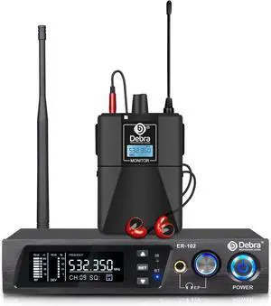 Audio PRO ER-102 UHF IEM Mono Wireless in Ear Monitor System with Monitoring Type for Stage, Band, Recording Studio,Guitar, Live Performance (Single Channel, 1 Bodypack)