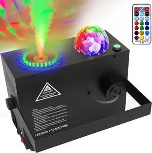 2 in 1 Disco Ball Horizontal,Vertical Spray Fog Machine with 72 Lights in Circle,Halloween Smoke Machine Fog with Remote,Fog Machine Outdoor Indoor for Stage DJ Party