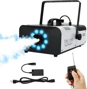 Stage Smoke Machine with lights Halloween Fog Machine 1500w 2L 9 LED Stage Fogger effect w/Remote control