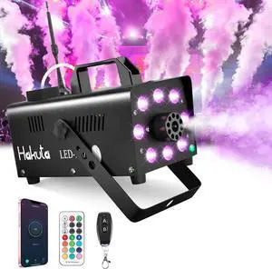 Smoke Machine, Wi-Fi Smart Fog Machine with 8 LED Lights and 13 Colorful LED Lights Effect, App Control LED Fog Machine 500W 2300CFM for Halloween, DJ, Party, Stage