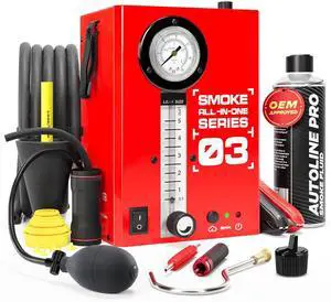 *2025 Upgrade Model* Automotive Smoke Machine with Best Ranked Smoke Fluid - EVAP Leak Detector with Built-in Air Compressor - Model 03 Plus  EVAP Vacuum Exhaust Smoke Detector Tools Kit - Red