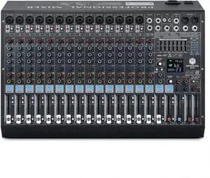 DX16 Professional DJ Audio Mixer 16 Channel with 99 DSP Effects,7-band EQ,Independent 48V Phantom Power&Mute Button,Bluetooth Function,USB Interface Recording For Studio & Stage