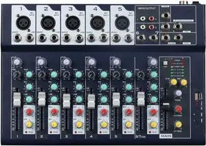 Professional Mixer | 7-Channel 2-Bus Mixer/w USB Audio Interface for Recording DJ Stage Karaoke Music Application