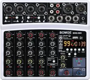 6 Channel Audio Sound Mixer - Professional Digital DJ Mixing Console for Live Streaming, Karaoke and Stereo Recording - With PC Computer Record Playback/Bluetooth/MP3/USB/48V /99 DSP