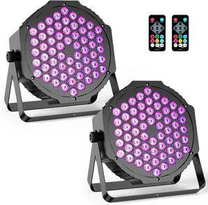 RGB LED Par Lights: 90W 60LEDs - Remote & DMX Control - Sound Activated Master Slave - Uplights for DJ Events Wedding Party Music Show Church Stage Band Performance - 2Pack