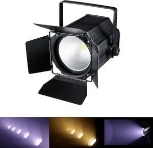 COB Stage Lights with Barn Doors, COB Par Lights 200W LED 3500~7500K Warm White & White, DMX512 Master-Slave Sound DJ Lights Spotlight Fresnel for Church Concert Wedding