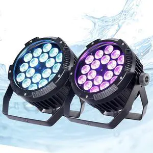 Outdoor Waterproof LED Par Lights 18x18W RGBWA UV 6in1 LED Light DMX Control Stage Light DJ Equipment Disco Lighting for Party, Club, Bar, Wedding, Halloween Decorations 2 Pack