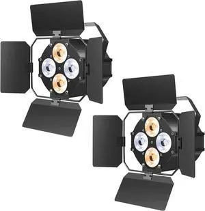 Stage Lights with Barn Doors, COB LED Par Lights Warm & Cool White Spotlights, Sound Activated DMX512 Par Can Light Uplights for Events Wedding Party Theater Church Studio Concert 2 Packs