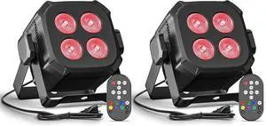 Mini Stage Lights, Corded 4 * 8w Led Par Lights, Lightweight RGBW 4 in 1 LED Stage Lights with DMX512, Sound-Activated Controlled, 4/8 CH Par Lights for Home, Party, Show, Event, 2 Pack