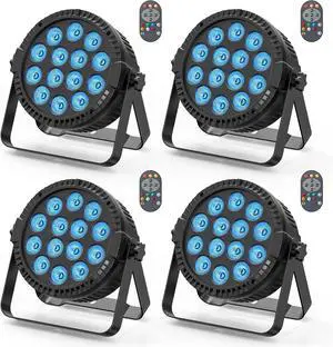 RGBW 4-in-1 LED Par Lights, 80W Stage Lights with 0-100% Dimmer Professional DMX Control Sound Activated Auto,  Stage Uplighting for Events DJ Disco Wedding Party 4Packs