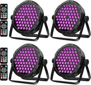 60LED Stage Par Lights 4Pack: 90-Watts RGB Color Changing - Sound Activated Remote & DMX Control for DJ - Uplighting for Events Wedding Home Party Dance Floor Music Light Show Band Performance