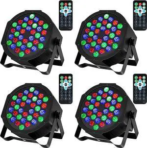 36 LED Stage Lights RGB DJ LED Par Light Remote & DMX Controlled Sound Activated Auto Play Uplighting for Wedding Birthday Christmas Holiday Music Show Dance Party Stage Lighting-4 Pack