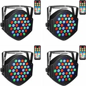 Stage Lighting, 36x1W LED Par Light RGB 7 Channel with Remote for DJ KTV Disco Party (4pcs)