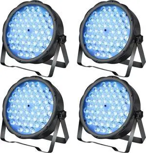 LED Par Lights 54 x 1.5W, RGB Stage Lights DMX DJ Lighting Sound Activated with Stand, Strobe Light & Wash Par Lighting DMX for Parties, Church, Wedding, Bars, 4 Pack