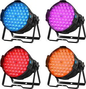 DJ Stage Lights DMX Sound Activated LED Par Light 54x3W RGB Stage Lighting Uplights for Parties, Concert, Band, Theater, Wedding, Club, Bar, Church, 4 Pack
