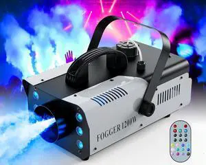 Fog Machine Halloween, Smoke Machine 1200W and 6000CFM with Wireless Remote Control and 6 Colorful LED Lights for Outdoor Indoor Christmas Wedding Stage Effect DJ Disco Party Stage